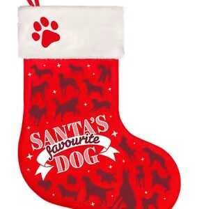 Julestrømpe Santas Favorite Dog Rød