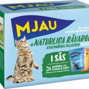 Mjau Biter i saus m miks av kjøtt & Fisk 12x85g